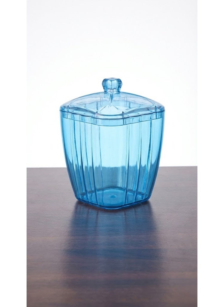 Acrylic Crystal-Look Sugar Bowl & Candy Jar - Multipurpose Storage Container with Lid for Spices & Sweets - Cyan Blue - Image 4